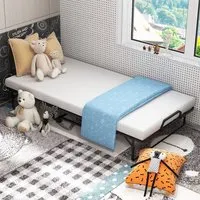 Single Folding Bed with Mattress - Black