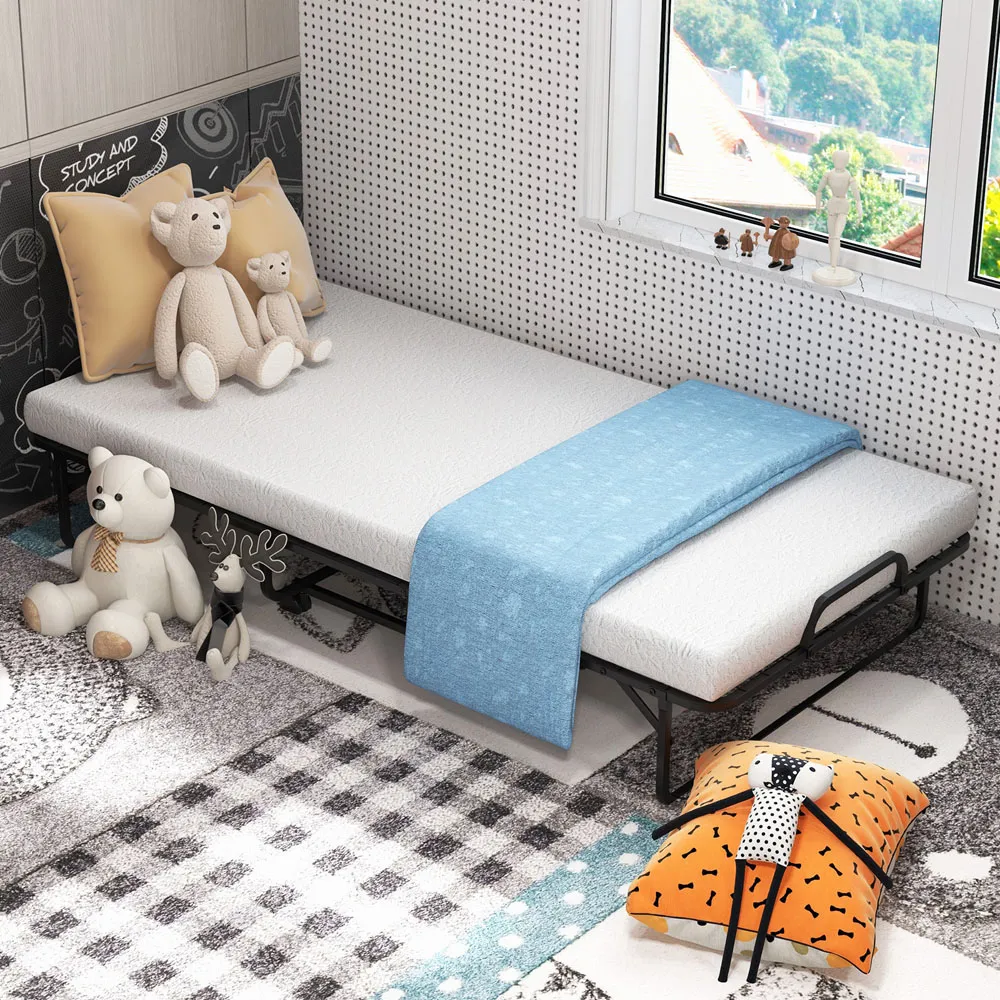 Single Folding Bed with Mattress - Black image