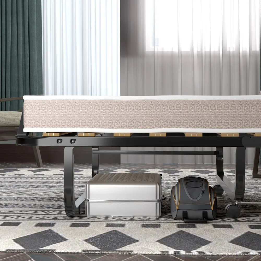 Single Folding Bed with Memory Foam Mattress - White