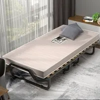 Single Folding Bed with Memory Foam Mattress - White