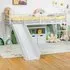 Single Kids Bed with Slide and Stairs - White