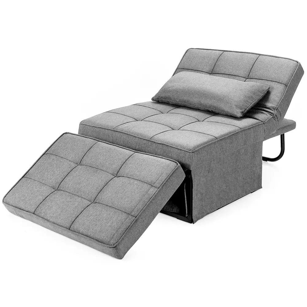 Single Light Grey 4 in 1 Convertible Sofa Bed