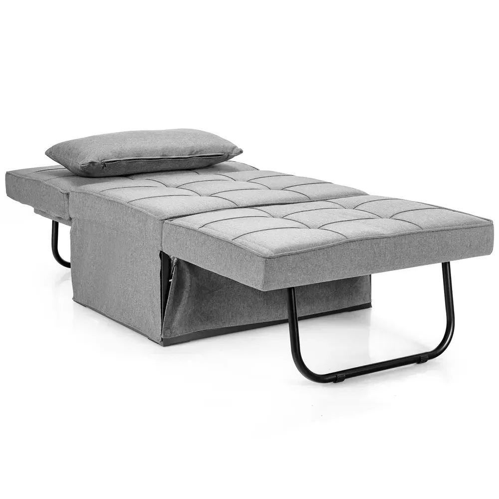 Single Light Grey 4 in 1 Convertible Sofa Bed