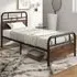Single Metal Bed Frame with Industrial Headboard - Black