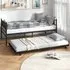 Single Metal Bed Frame with Trundle - Brown