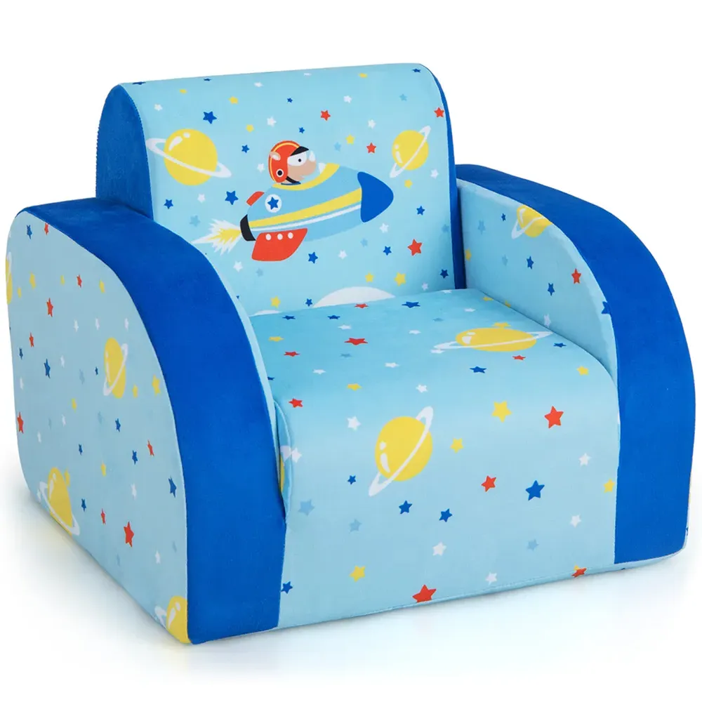 Single Seater Kids Convertible Sofa Bed - Blue