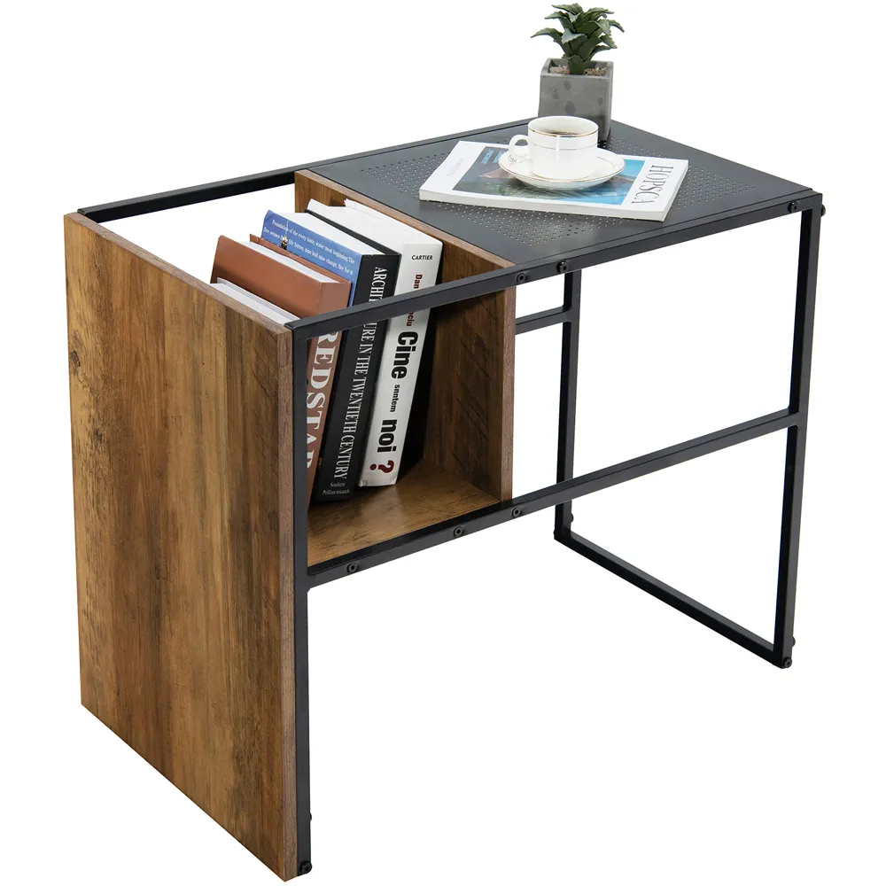 Single Shelf C Shaped Reversible End Table - Multi