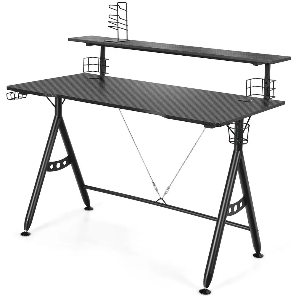Single Shelf Gaming Computer Desk - Black