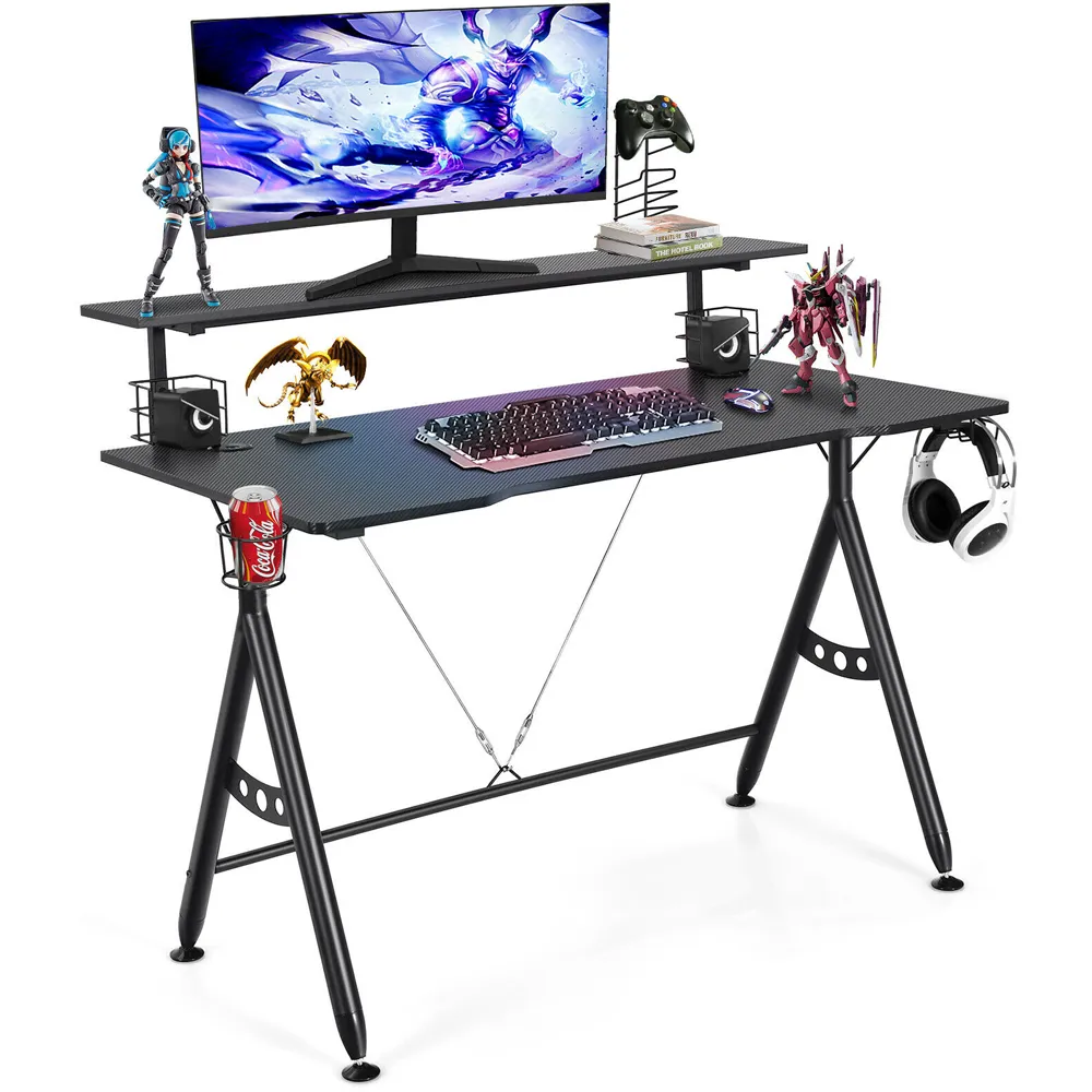 Single Shelf Gaming Computer Desk - Black