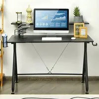 Single Shelf Gaming Computer Desk - Black