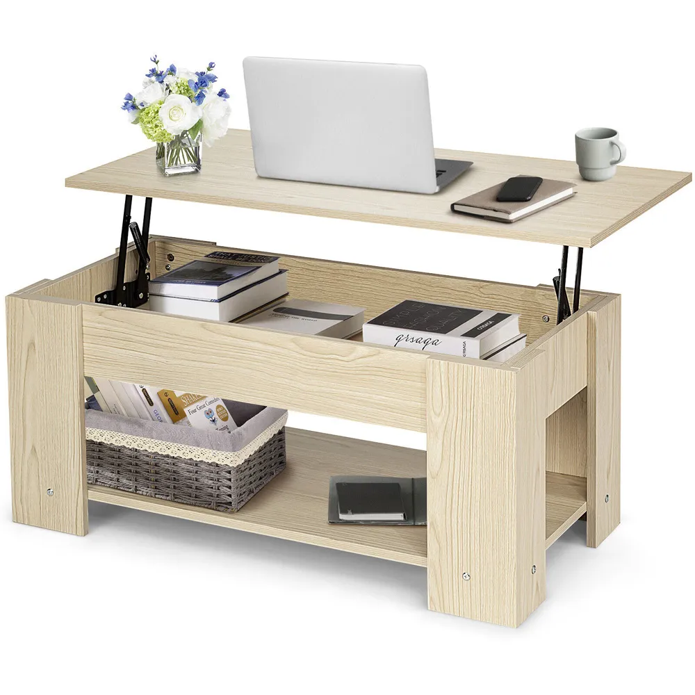 Single Shelf Lift Top Coffee Table - Cream