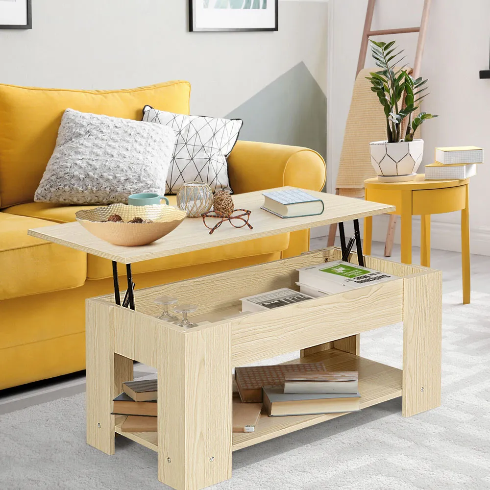 Single Shelf Lift Top Coffee Table - Cream