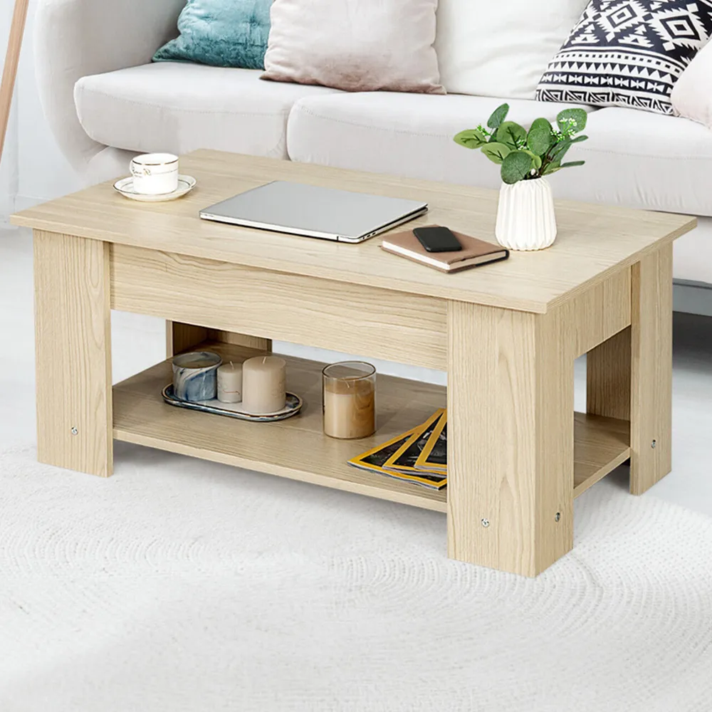 Single Shelf Lift Top Coffee Table - Cream image