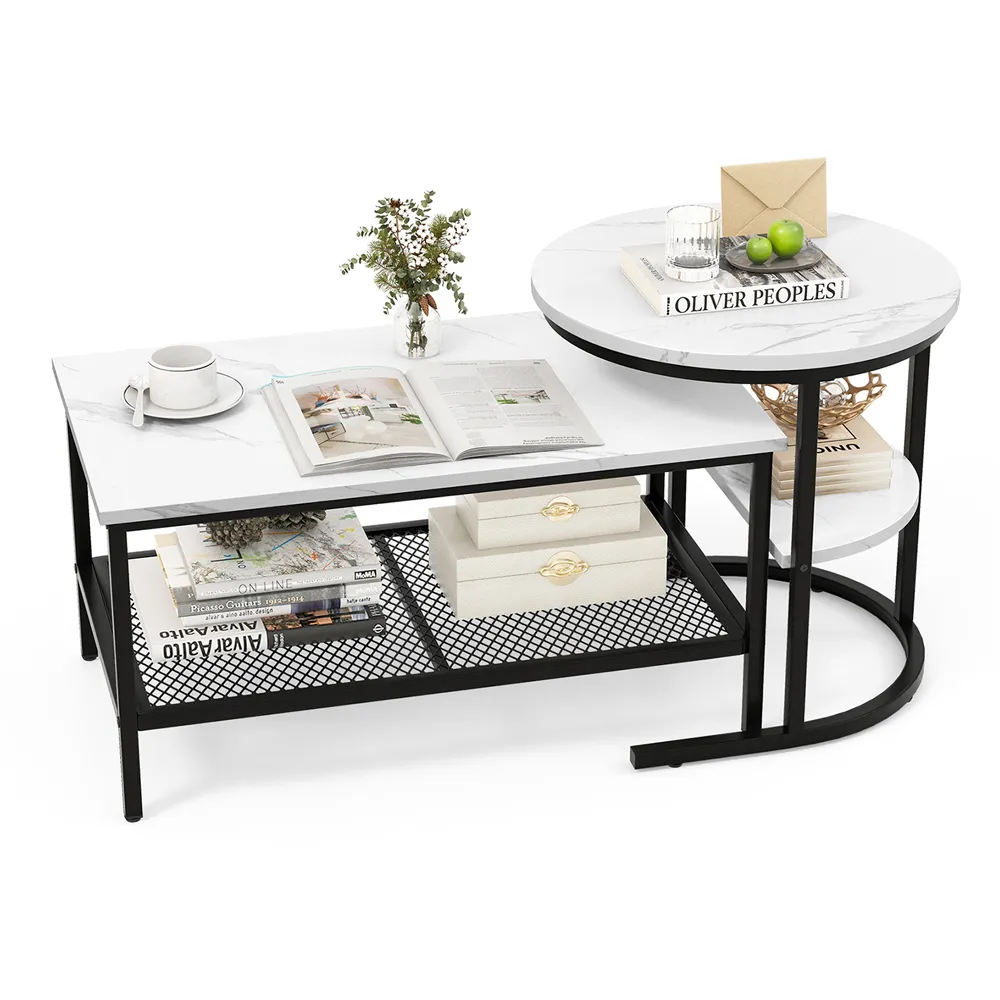 Single Shelf Nest of Tables Set of 2 - Black