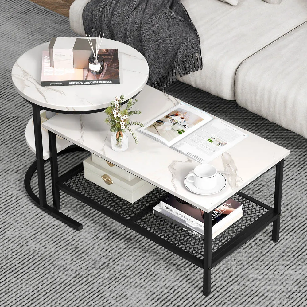 Single Shelf Nest of Tables Set of 2 - Black