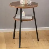 Single Shelf Round End Table Set of 2 - Walnut