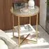 Single Shelf Round Side Table - White, Faux Marble