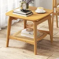 Single Shelf Side Table - Bamboo, Faux Rattan