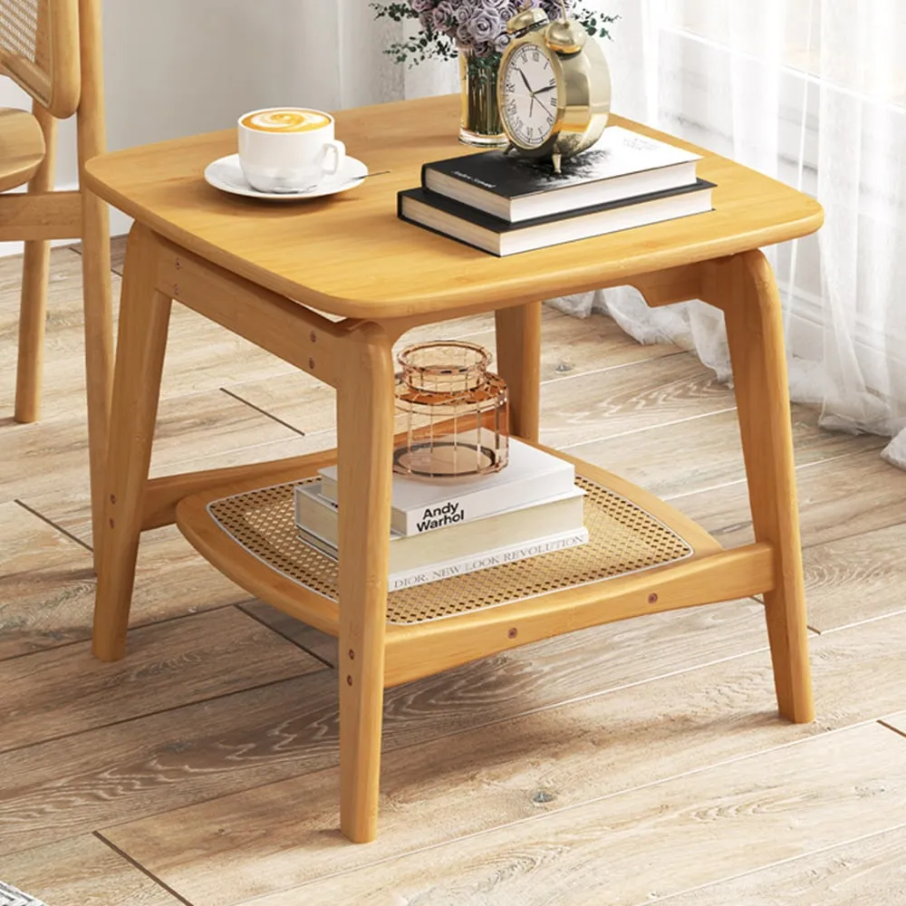 Single Shelf Side Table - Bamboo, Faux Rattan