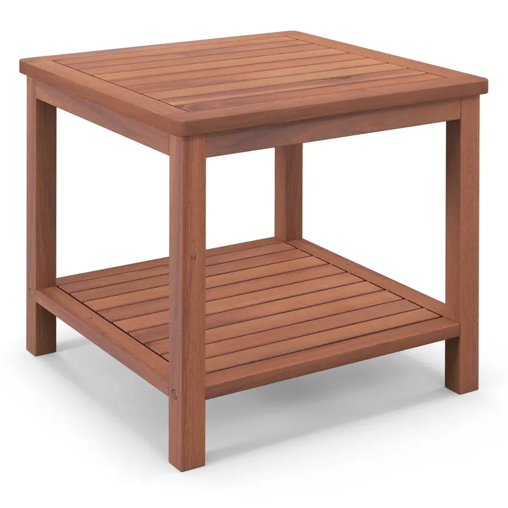 Single Shelf Slatted Top Side Table - Cream