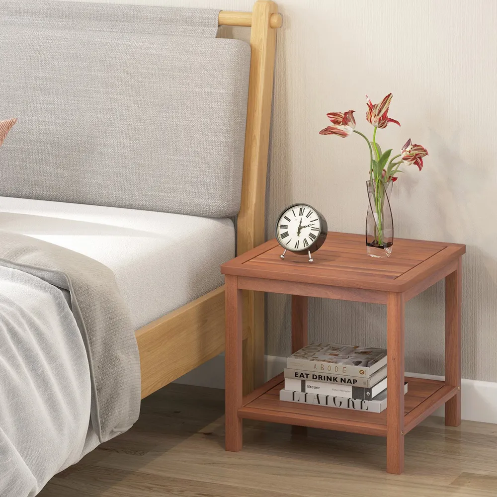 Single Shelf Slatted Top Side Table - Cream
