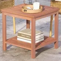 Single Shelf Slatted Top Side Table - Cream