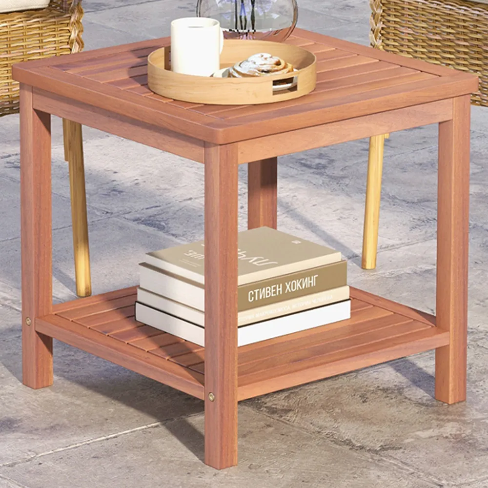 Single Shelf Slatted Top Side Table - Cream
