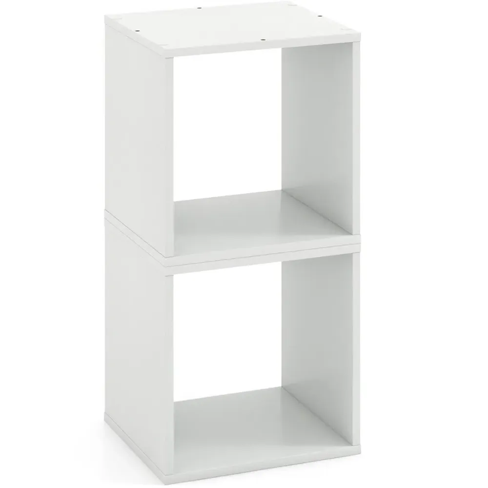 Single Shelf Stackable Nightstand Set of 2 - White