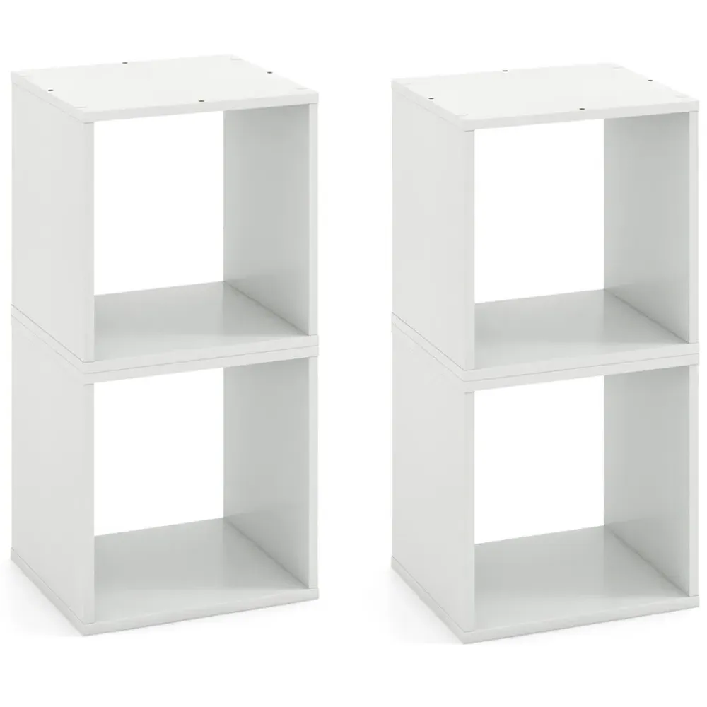 Single Shelf Stackable Nightstand Set of 2 - White