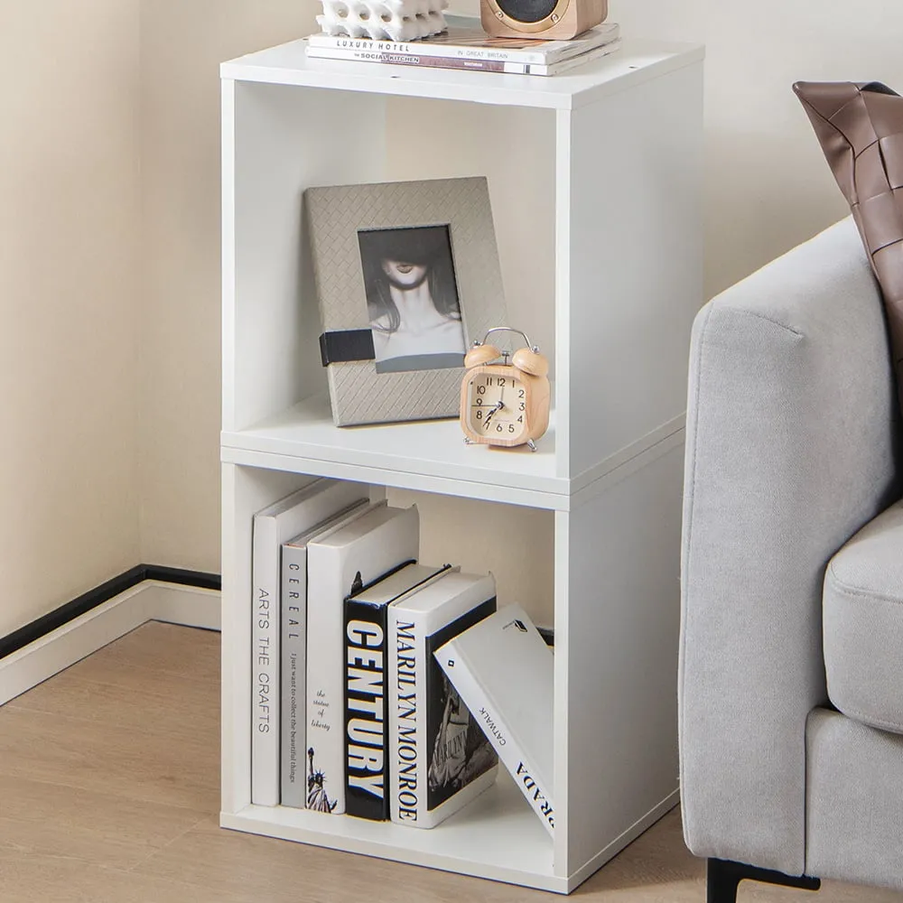 Single Shelf Stackable Nightstand Set of 2 - White image