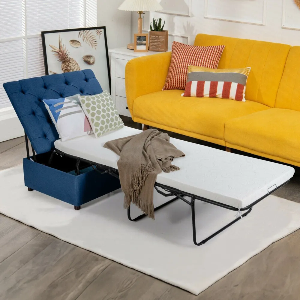 Single Sleeper Convertible Sofa Bed with Mattress - Blue