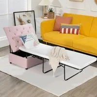 Single Sleeper Convertible Sofa Bed with Mattress - Pink
