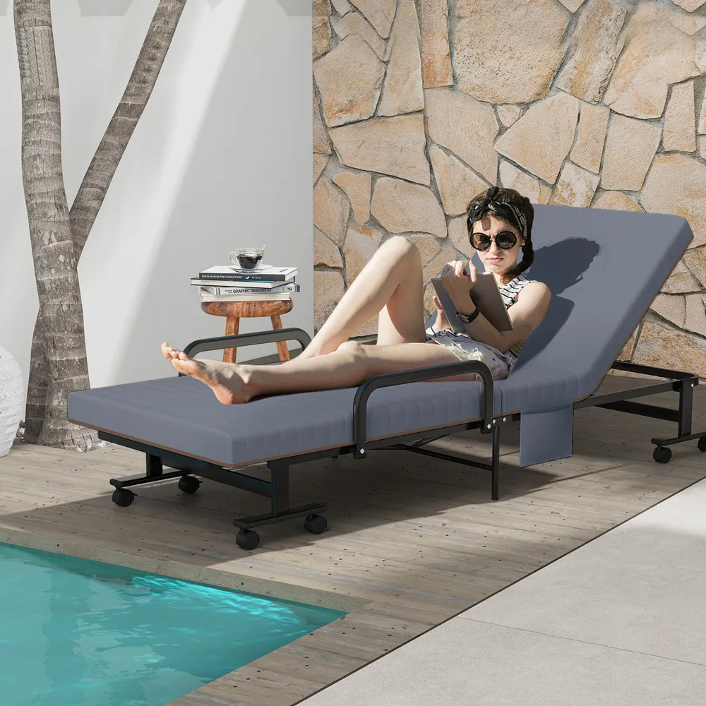 Single Sleeper Folding Sofa Bed with Mattress - Grey