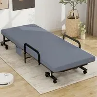 Single Sleeper Folding Sofa Bed with Mattress - Grey