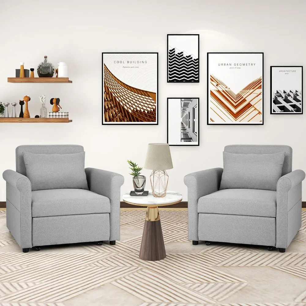 Single Sleeper Sofa Bed - Grey