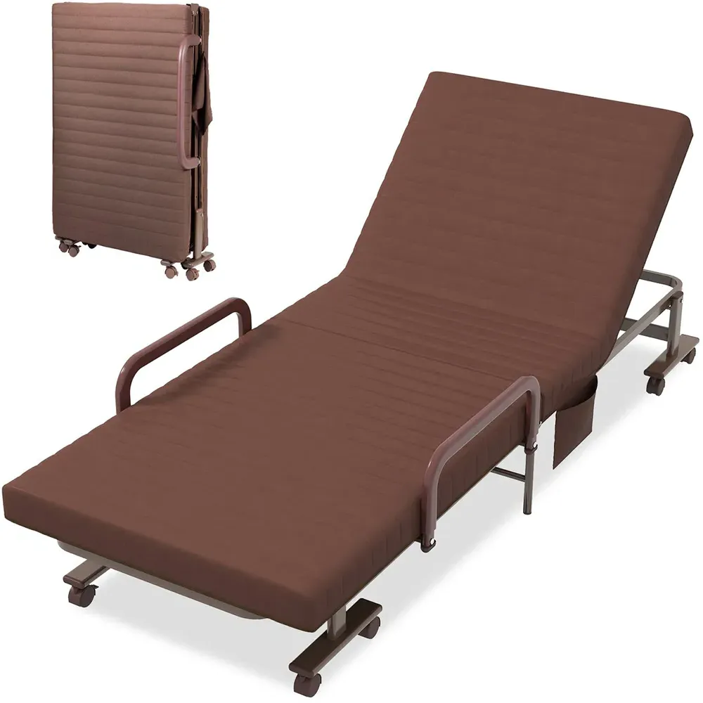 Single Sleeper Sofa Bed with Mattress - Brown