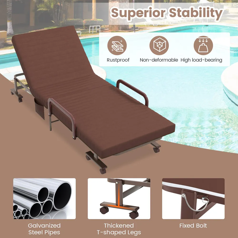 Single Sleeper Sofa Bed with Mattress - Brown