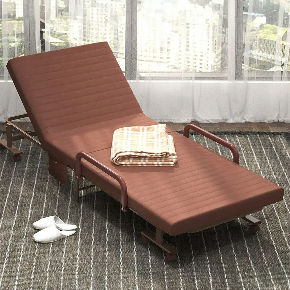 Single Sleeper Sofa Bed with Mattress - Brown image