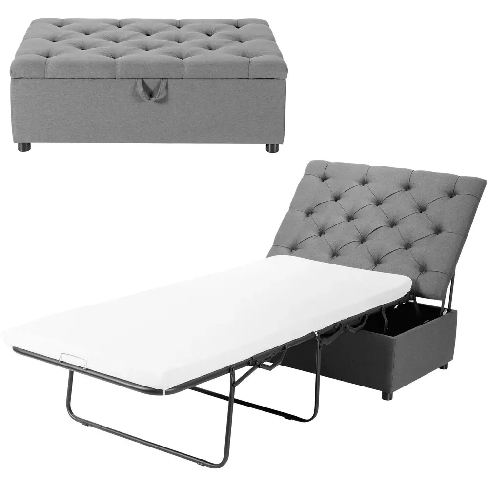 Single Sleeper Sofa Bed with Mattress - Grey