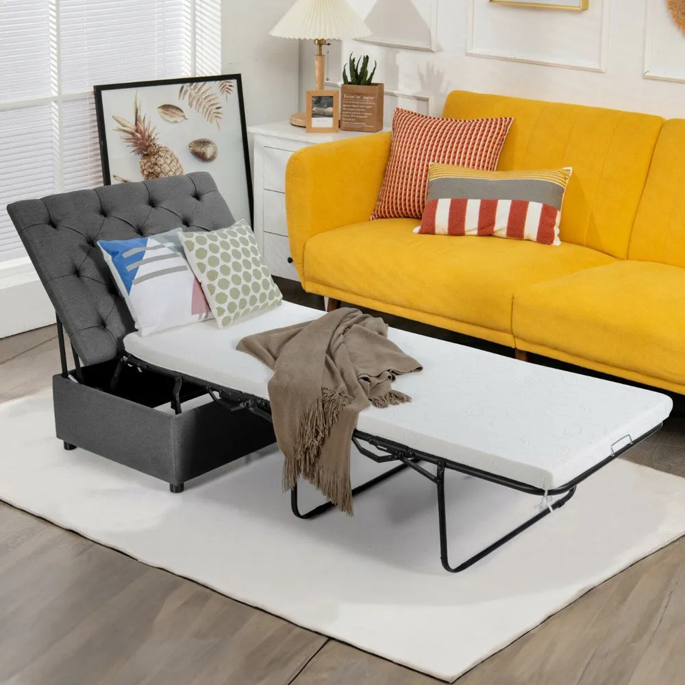 Single Sleeper Sofa Bed with Mattress - Grey