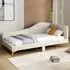 Single Upholstered Platform Bed with Metal Legs - Cream, Linen