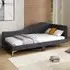 Single Upholstered Platform Bed with Metal Legs - Grey, Linen