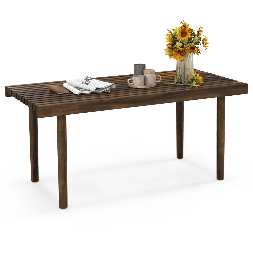 Slatted Top Coffee Table - Brown, Rubber Wood