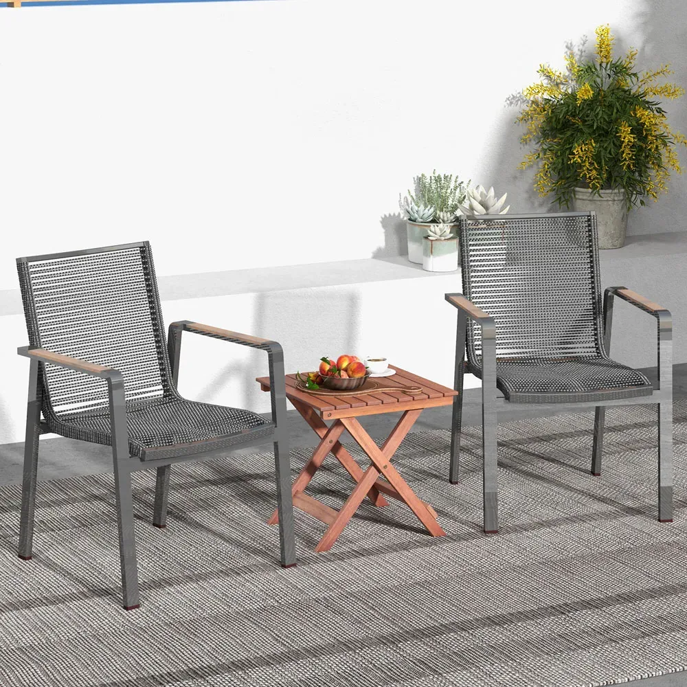 Slatted Top Folding Side Table - Cream, Acacia Wood