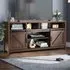 Sliding Door Farmhouse TV Unit - Dark Brown
