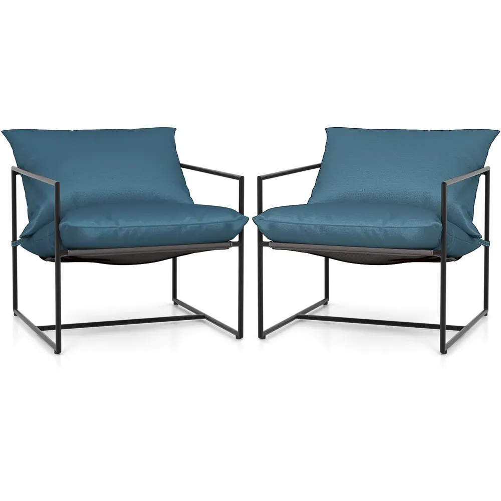 Sling Metal Accent Chair Set of 2 - Navy Blue