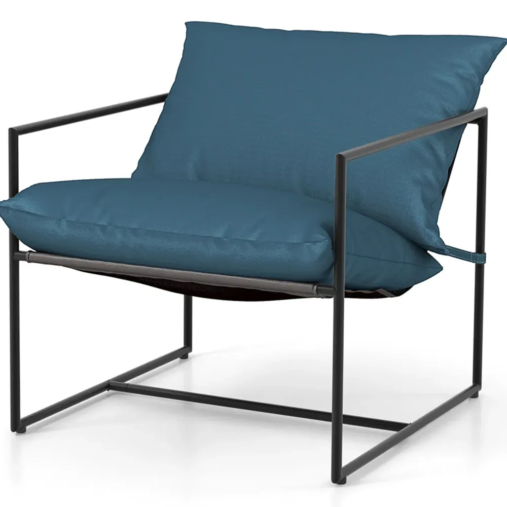 Sling Metal Accent Chair Set of 2 - Navy Blue