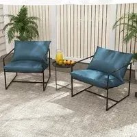 Sling Metal Accent Chair Set of 2 - Navy Blue
