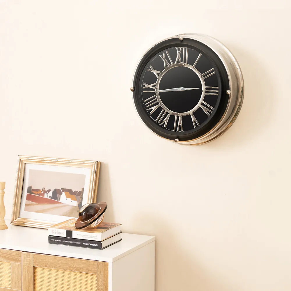 Small Round Silent Wall Clock 35cm - Silver