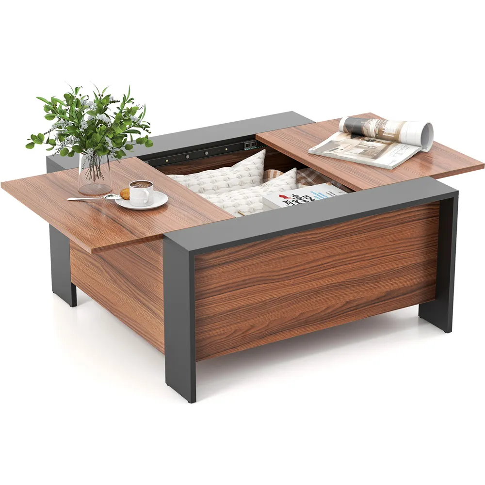 Square Coffee Table with Storage - Walnut